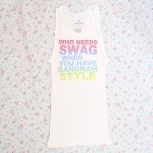 y2k gangnam style slogan ribbed tank who needs swag graphic